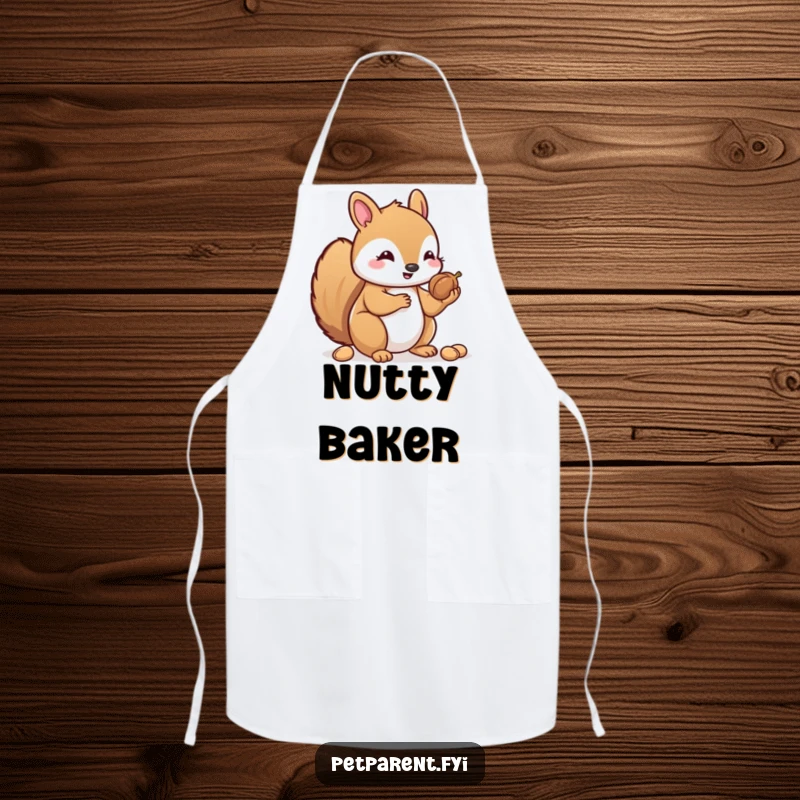 Funny Kawaii Squirrel Apron: A cute Kawaii squirrel character sharing its nuts, designed for charming kitchen activities.