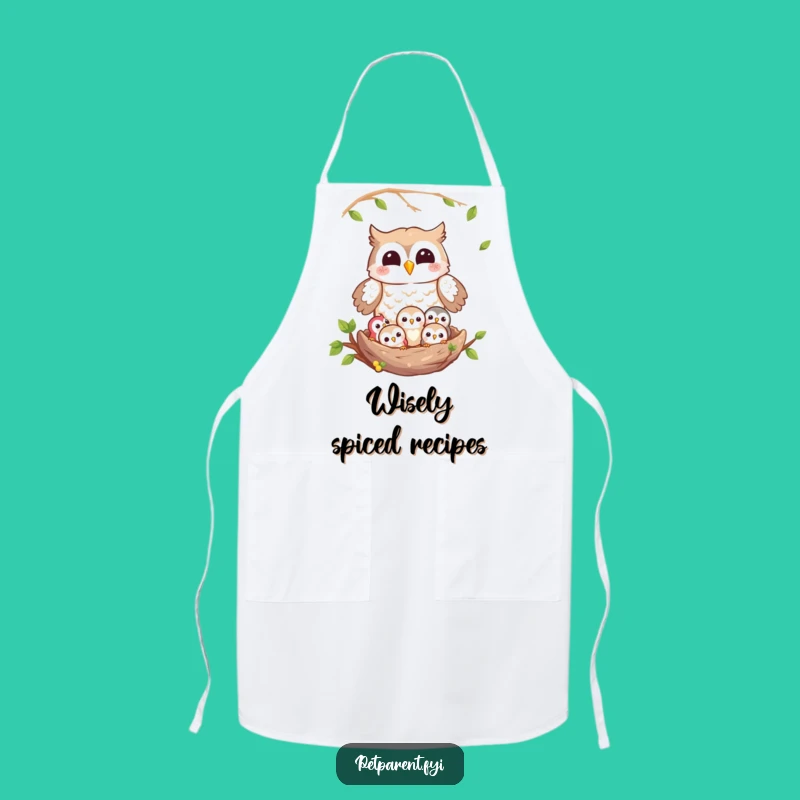 Funny Owl Chef Apron: Joyful Cook Guarding Nest - Humorous Kitchen Gift