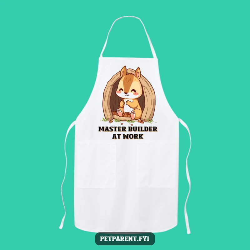 Funny Squirrel Builder Kitchen Apron: Cute Cartoon Character Gift for Crafters