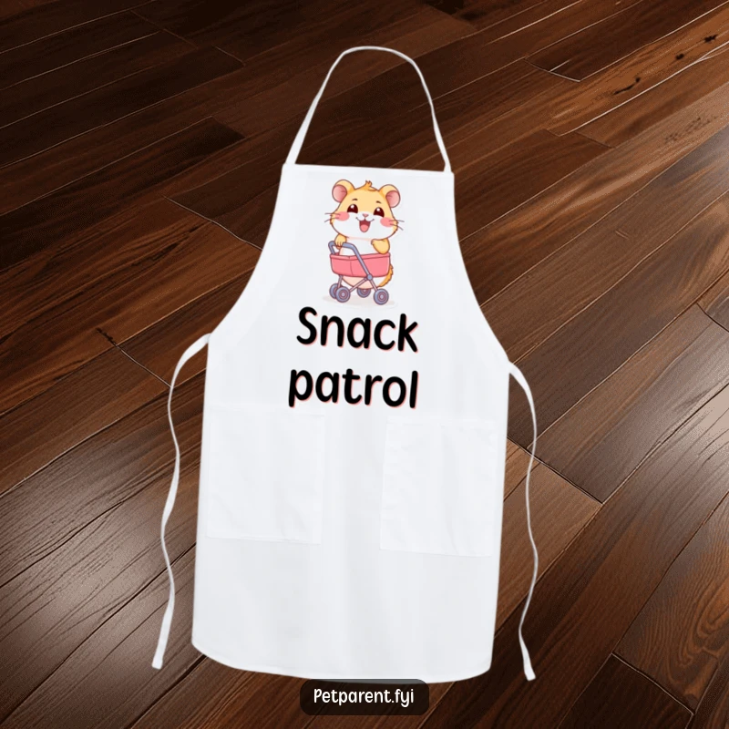 Funny Hamster Apron: A joyful hamster pushes a miniature stroller while you cook. A humorous kitchen accessory.
