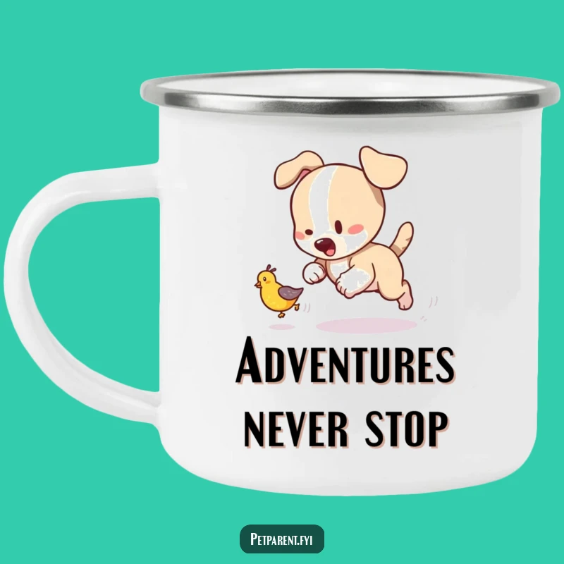 Funny Puppy Camping Mug - Chase Adventure!