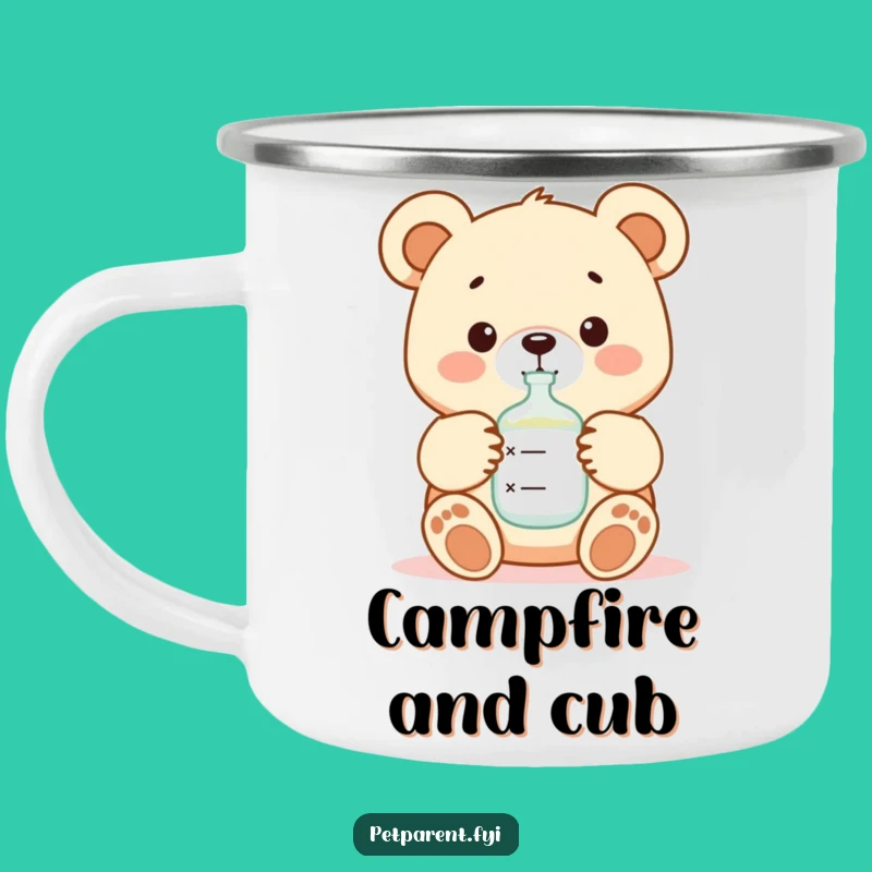 Funny Bear Formula Enamel Camping Mug: Cute Cartoon Character Outdoor Gift