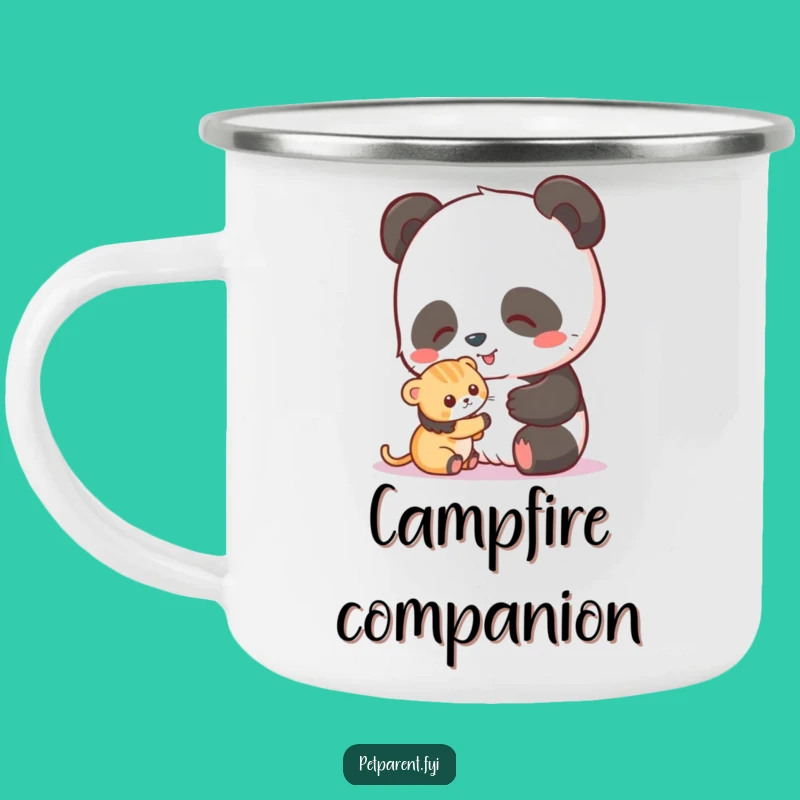 Funny Panda Kitten Camping Mug: Adventure with Adorable, Gentle Companions