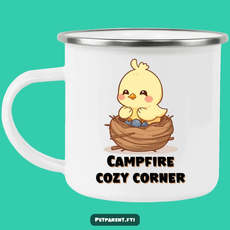 Funny Bird Nest Building Camping Mug - Outdoor Cartoon Gift