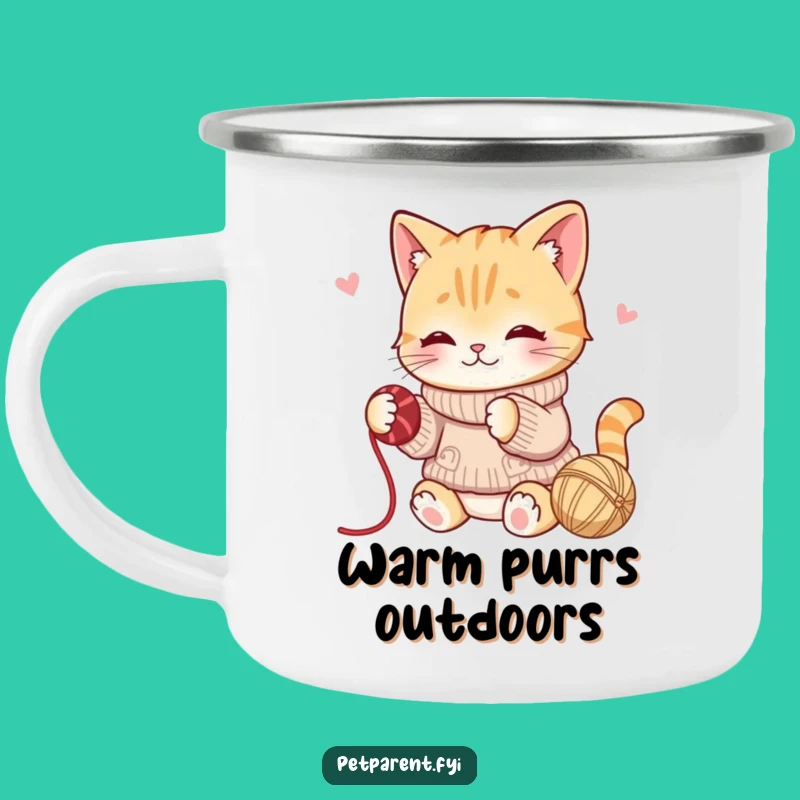 Funny Cat Yarn Camping Mug: Sip and Play Outdoors, Great Gift