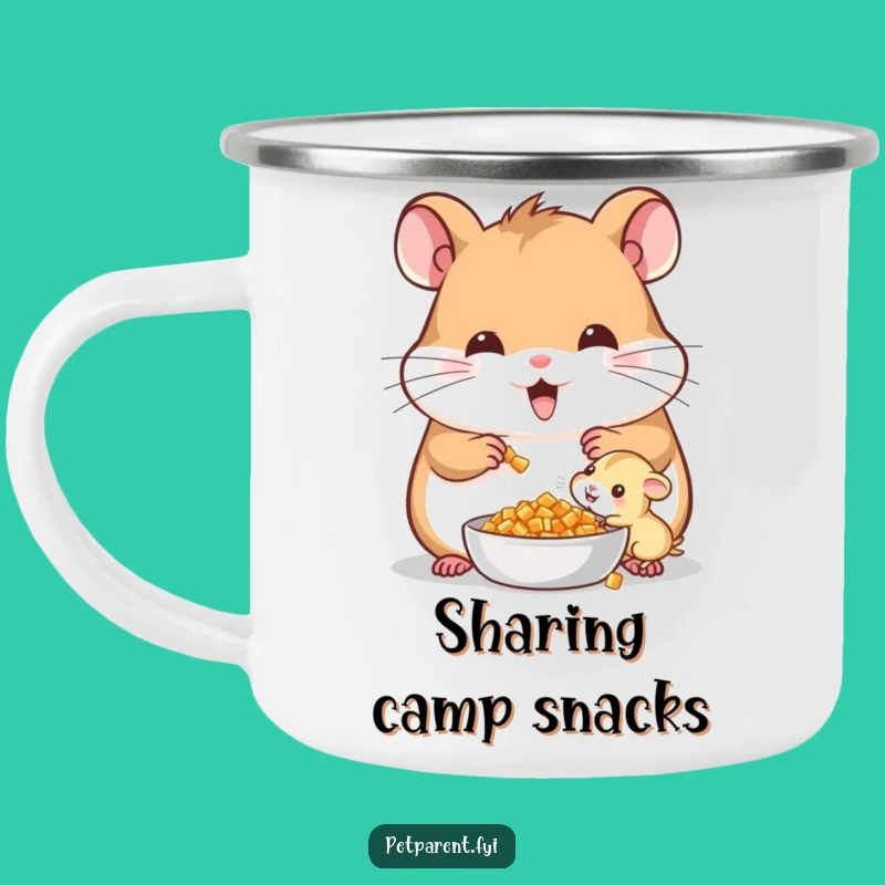 Funny Cheerful Hamster Camping Mug - Durable Enamel Mug For Family Adventures