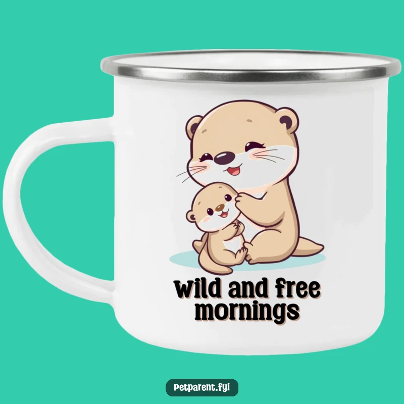 Funny Otter Camping Mug - Outdoor Adventures with Baby Otters - Camp Gift