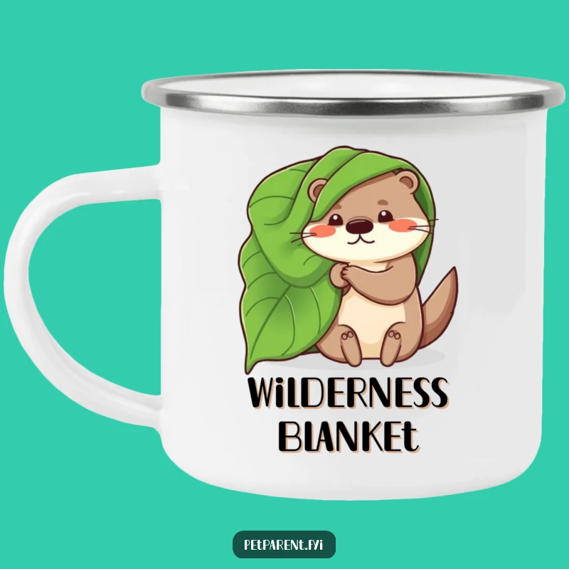Funny Otter Camping Mug: Whimsical Leaf Blanket, Cozy Humorous Outdoor Gift