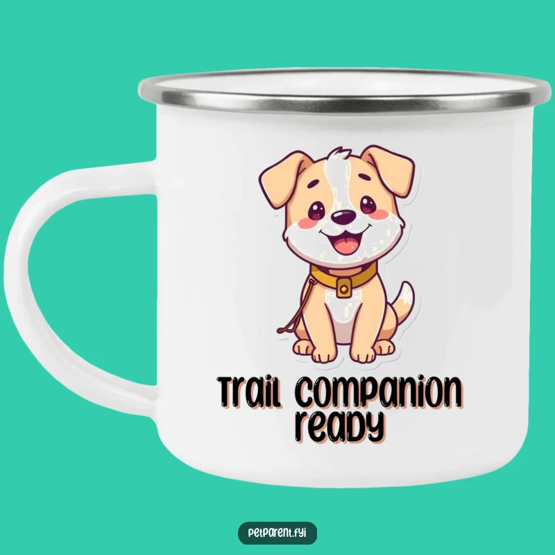 Funny Happy Dog Camping Mug: Joyful Pup, Hilarious Outdoor Companion.