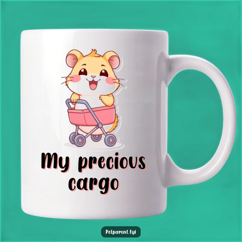 Funny Hamster Stroller Mug: Joyful Rodent Parent, Hilarious Gift.