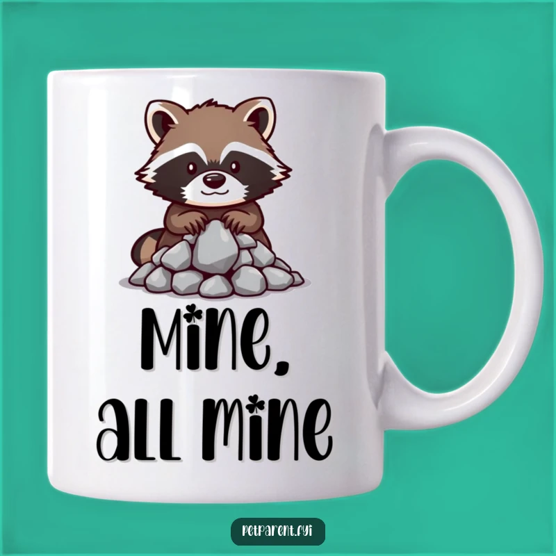 Funny Raccoon Treasure Mug: Guarding Shiny Rocks - Perfect Gift