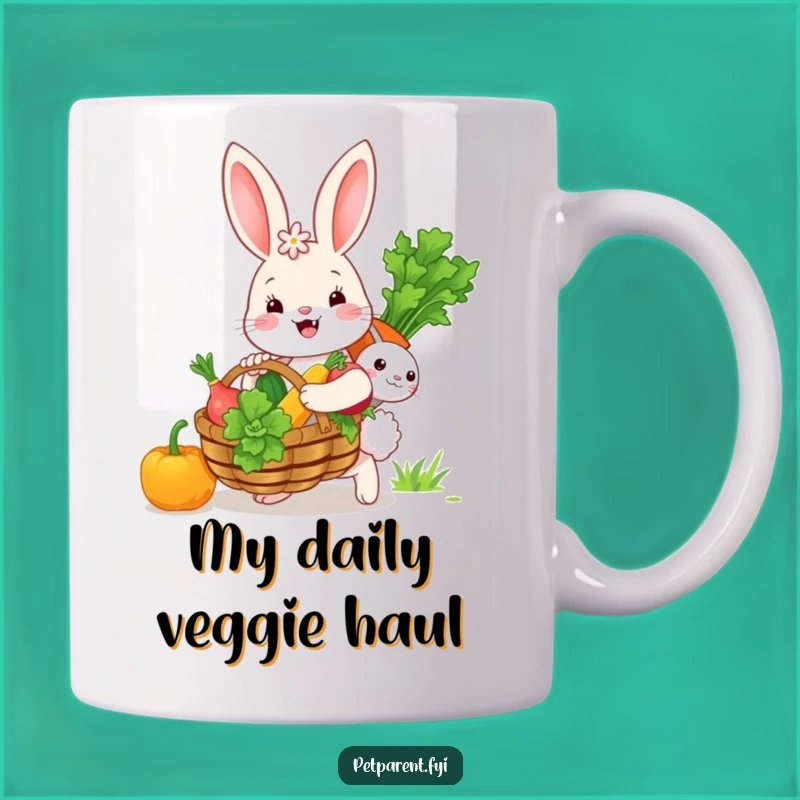 Funny Bunny Family Veggie Basket Mug: A Whimsical Treat, Perfect Funny Gift