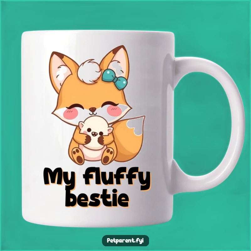 Funny Kawaii Fox Mug: Adorable Fluffy Toy Hugger - Perfect Funny Gift Mug