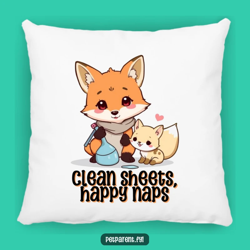 Funny Fox Cleaner Accent Pillow: Soft Cartoon Character Cushion for Comfort