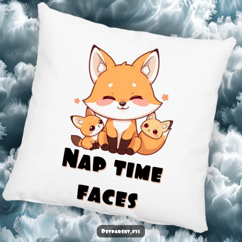 Funny decorative pillow with a playful fox character making a comical silly face, offering comfort and humorous charm to any living space.