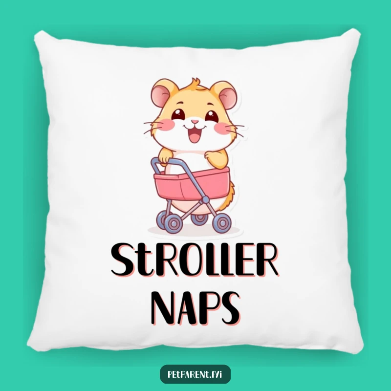 Funny Hamster Stroller Pillow: Cuddle Up with Joyful Parenthood, Hilarious Comfort.