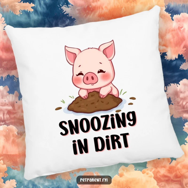 Funny Piglet Pillow featuring a blushing piglet offering a mud puddle, adding cute, humorous, and cozy vibes to any space.