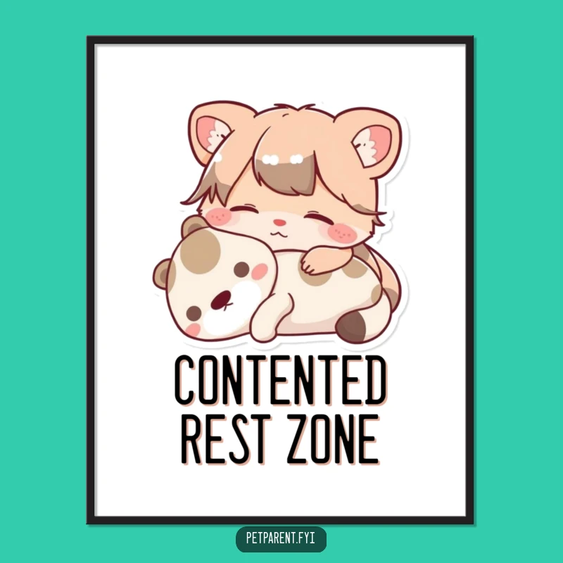 Funny Content Animal Digital Art: Instant Download, Peaceful Character Decor, Perfect Funny Gift