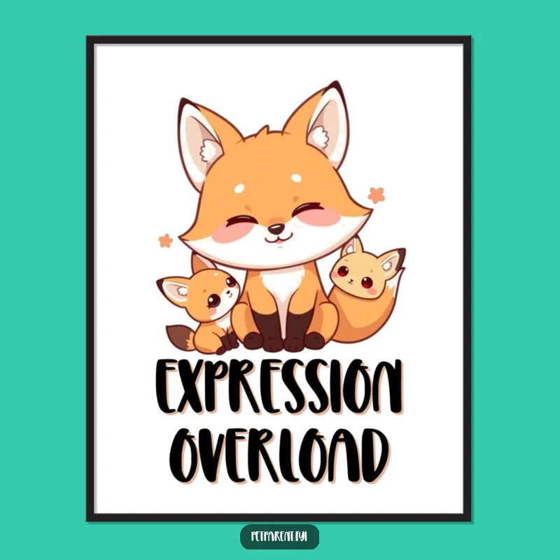 Funny Fox Digital Art: Playful Silly Face, Quirky Humorous Wall Decor Gift