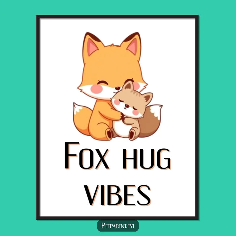 Funny Fox Hug Digital Art - Adorable Wall Art & Perfect Friendship Gift