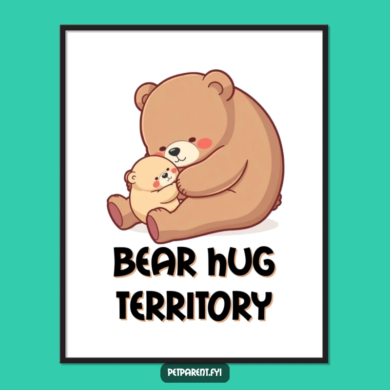 Funny Bear Hug Digital Art - Cozy Nursery Decor & Perfect Parent Gift