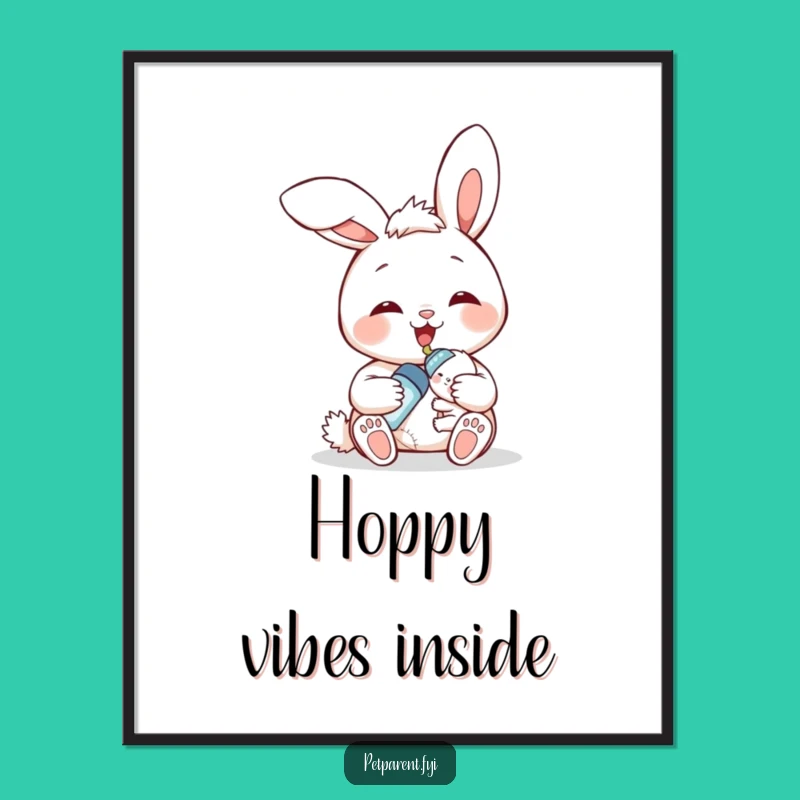 Funny Bunny Feeding Digital Art - Adorable Nursery Decor & Perfect Baby Shower Gift