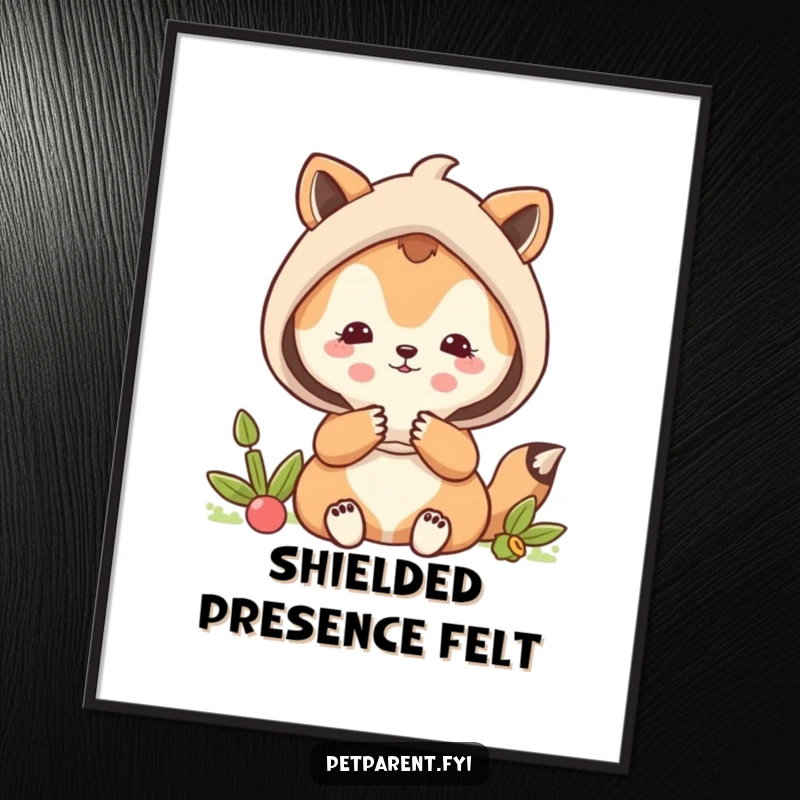 Funny protective animal character shielding a smaller animal, as a downloadable digital art print.