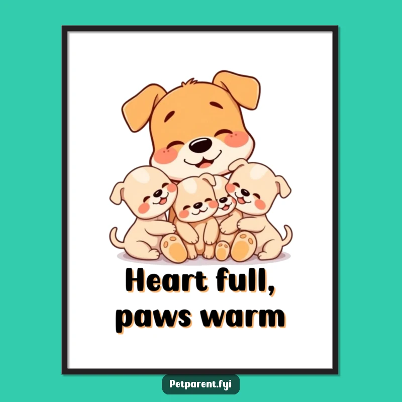Funny Dog Digital Art: Puppy Cuddle Wall Decor, Instant Funny Gift for Art Lovers