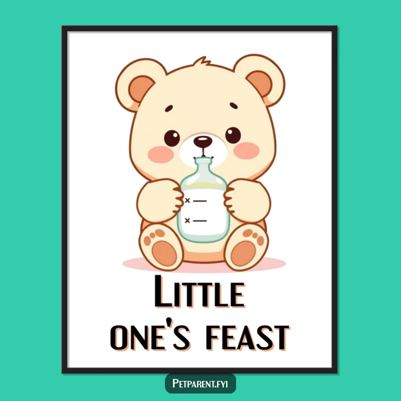 Funny Bear Formula Digital Art: Cute Cartoon Character Nursery Decor Download