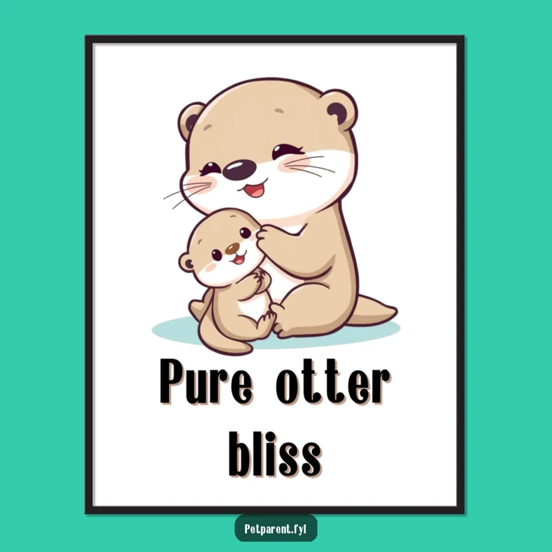 Funny Otter Digital Art - Playful Baby Otter Printable - Instant Download Gift