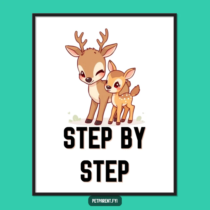 Funny Deer Guidance Digital Art: Heartwarming Scene - Instant Humorous Gift