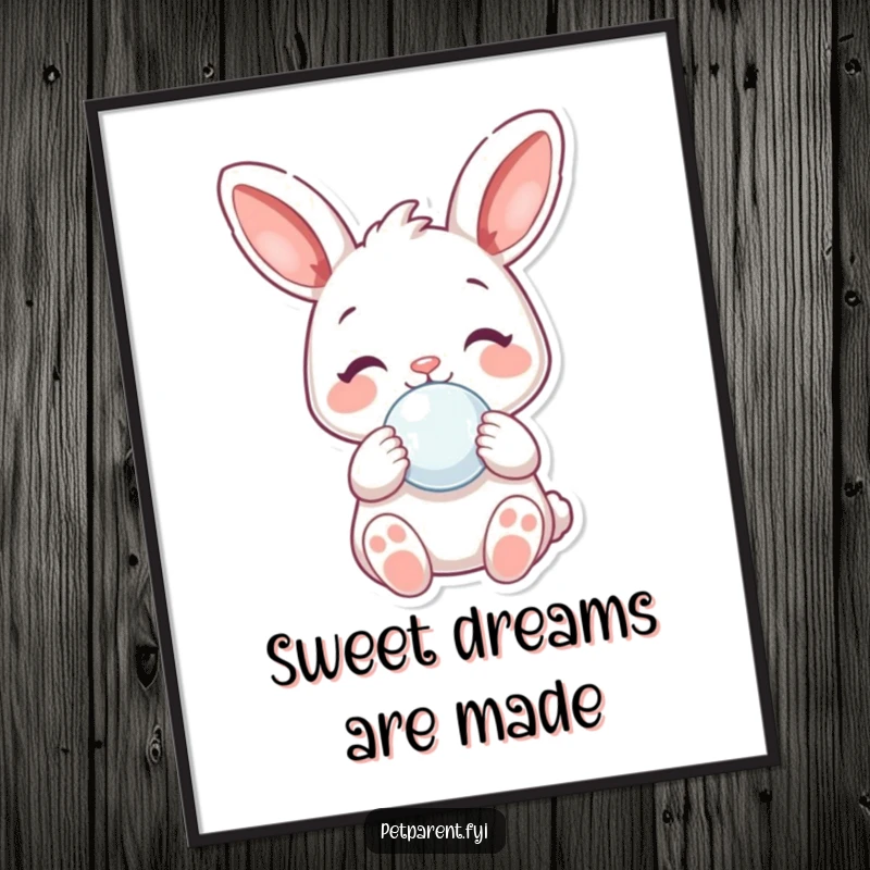 Funny Digital Art Print: A joyful rabbit holds a pacifier with a gentle expression, offering sweet humor.