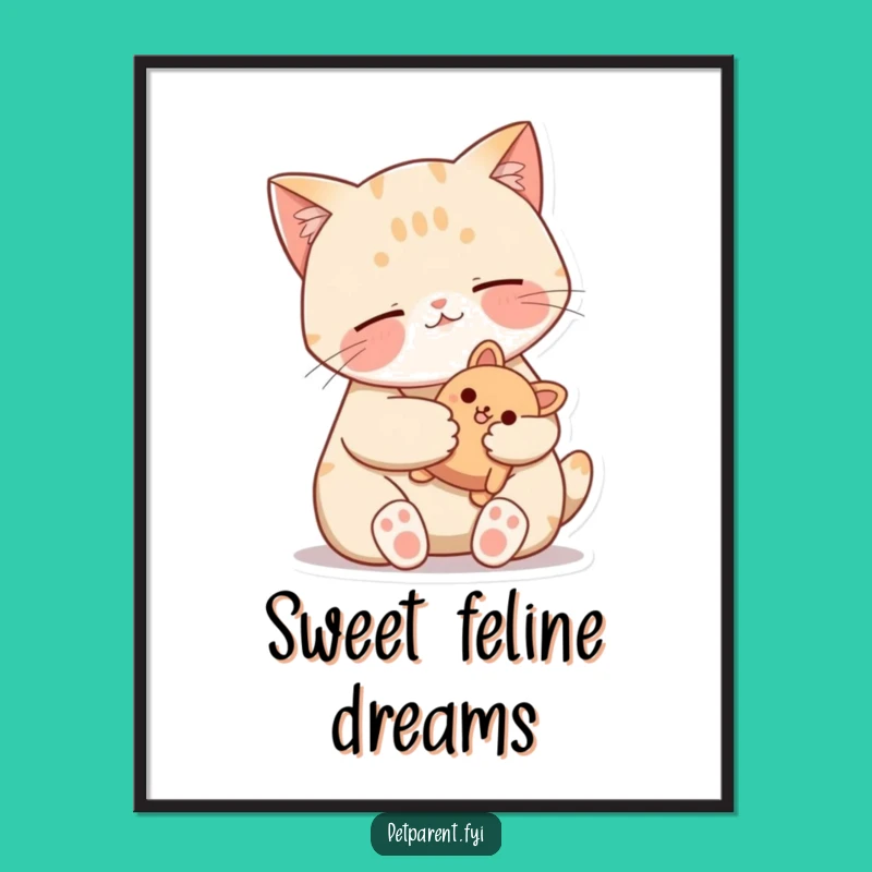 Funny Cat Digital Art - Cozy Purring Printable - Instant Download Gift