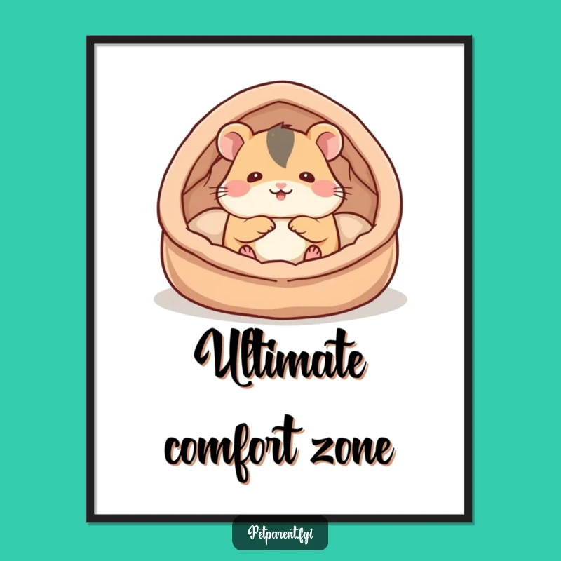 Funny Hamster Cozy Bed Digital Art: Instant Comfort - Humorous Gift