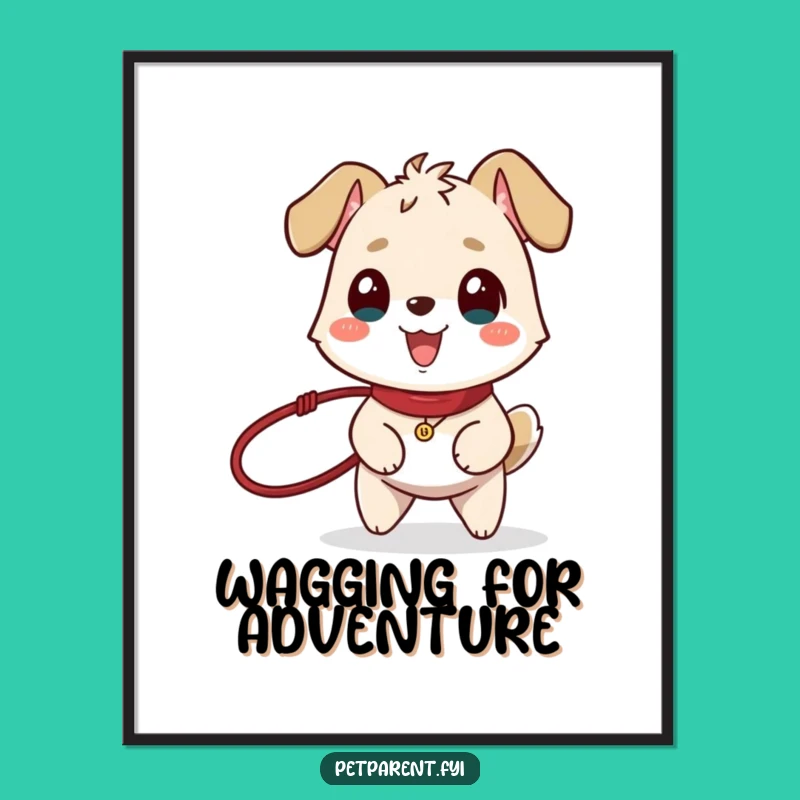 Funny Dog Walk Digital Art: Instant Download Happy Pet Wall Decor