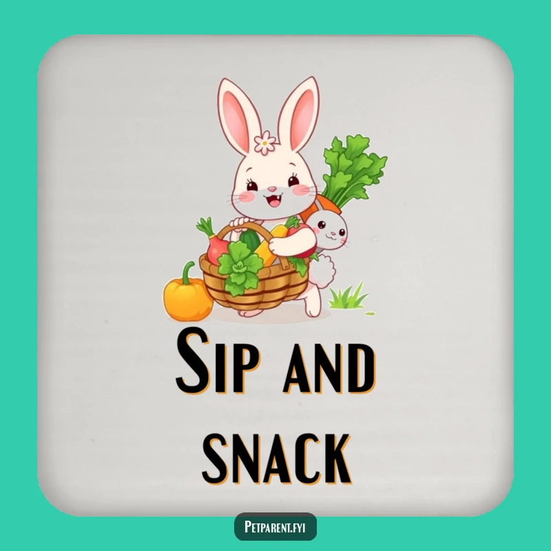 Funny Bunny Veggie Basket Drink Coaster: Protect Surfaces, A Charming Funny Gift