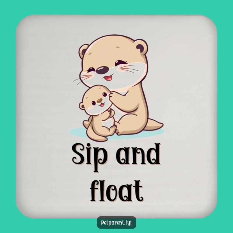 Funny Otter Coaster Set - Protect Surfaces with Baby Otters - Housewarming Gift