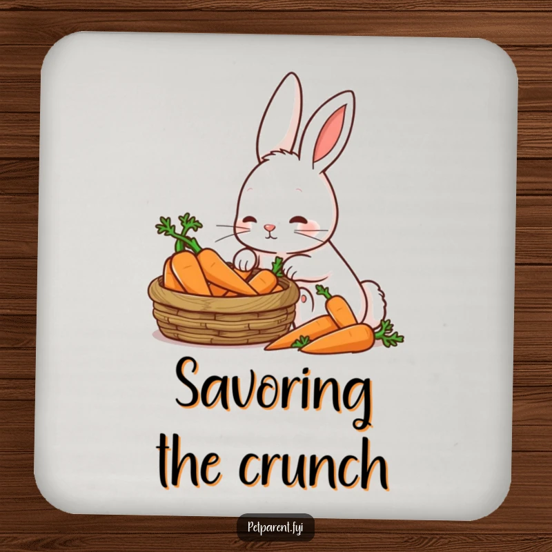 Funny Patient Rabbit Coasters: A patient rabbit adoring carrots, adding whimsical protection to surfaces.