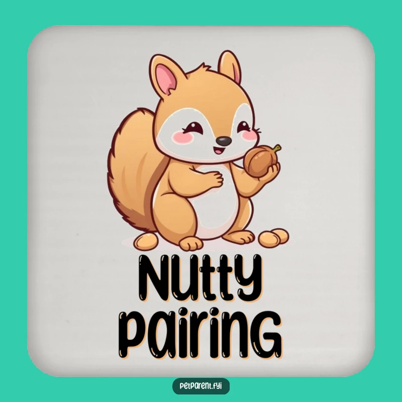 Funny Kawaii Squirrel Coasters (Set of 4): Nut Sharer Protection - Adorable Decor Gift