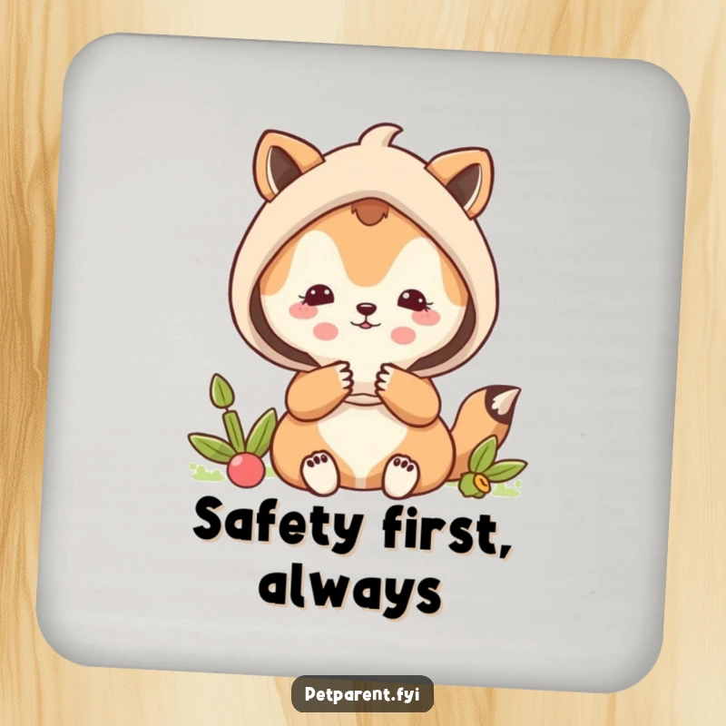 Funny protective animal character shielding a smaller animal, on a durable drink coaster.