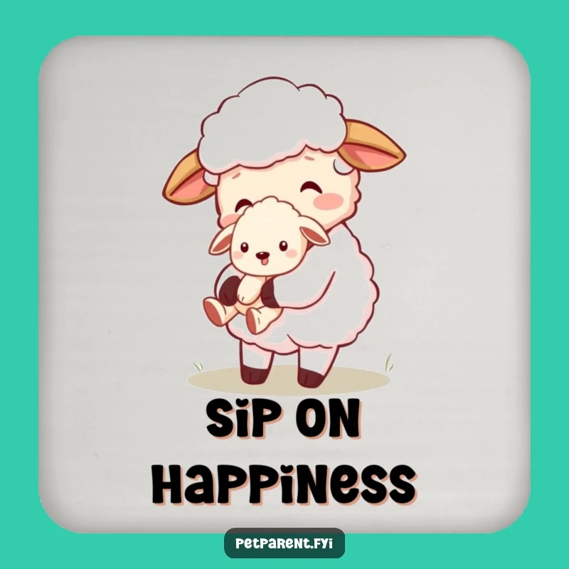 Funny Sheep Puppy Drink Coaster Set: Cute Cartoon Character Home Decor Gift