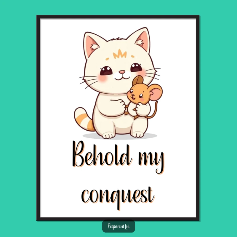 Funny Cat Poster: Hunter's Trophy Art, a Hilarious Wall Art Gift