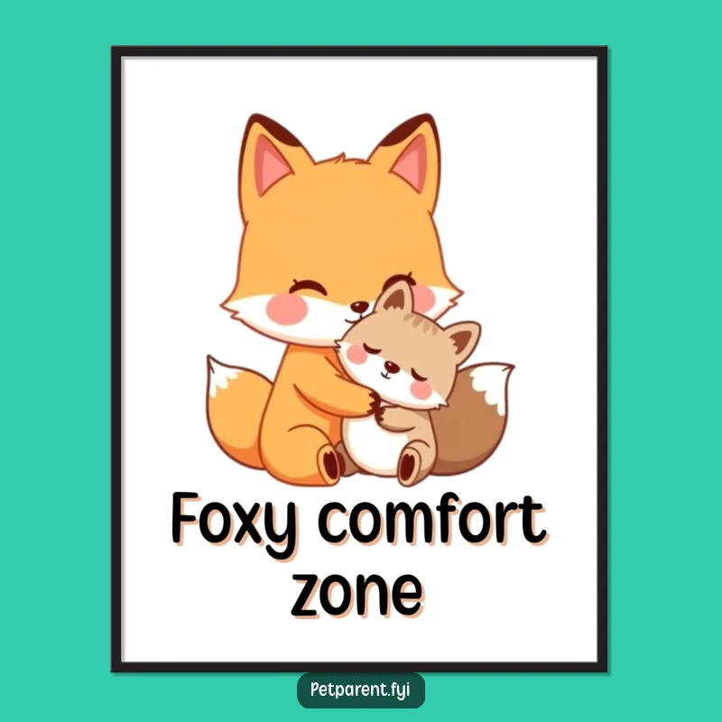 Funny Fox Hug Poster - Adorable Wall Art & Perfect Friendship Gift