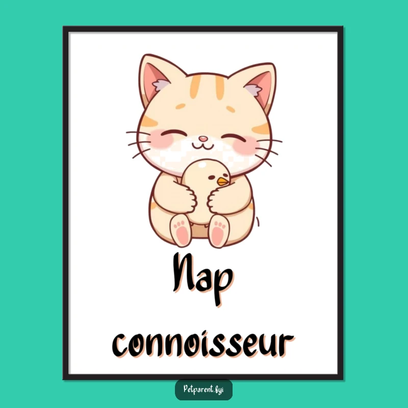 Funny Cat Cradling Bird Poster: Heartwarming and Hilarious Wall Art for Any Room
