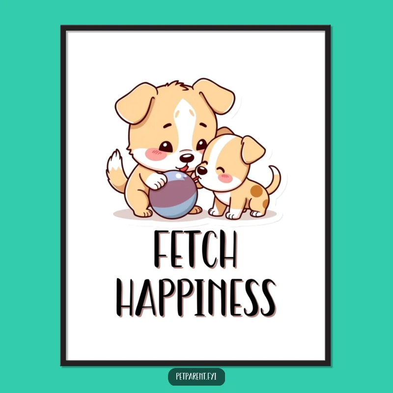 Funny Dog Toy Poster - Playful Puppy Art - Wall Decor Gift