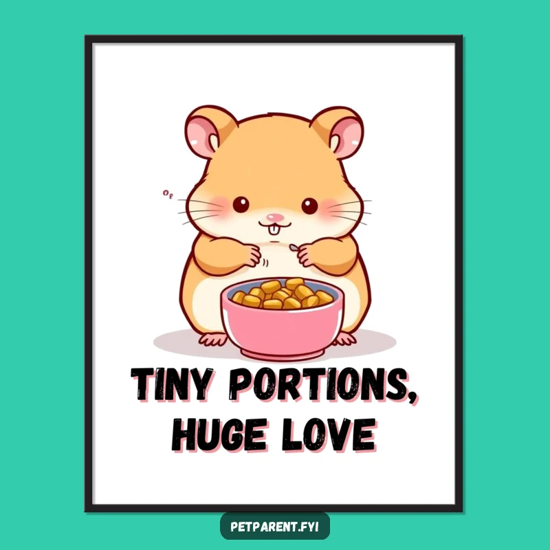 Funny Hamster Poster: Tiny Food Bowl Art Print, Sweet Funny Gift for Pet Decor