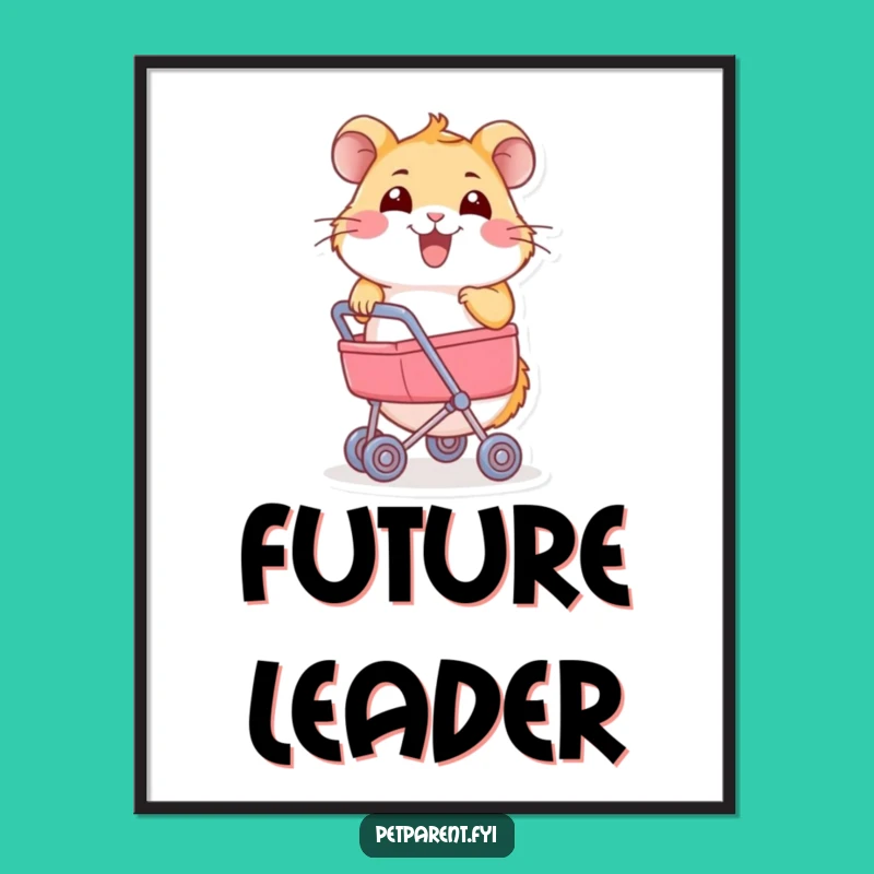 Funny Hamster Stroller Poster: Joyful Rodent Art, A Hilarious Wall Statement.