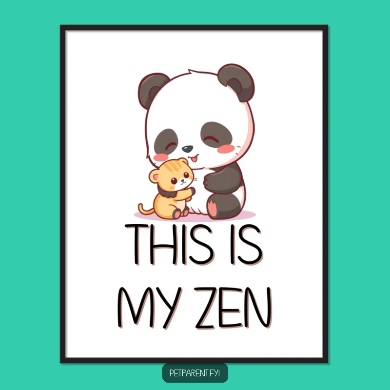 Funny Panda Kitten Poster: Adorable Animal Art for a Warm Home