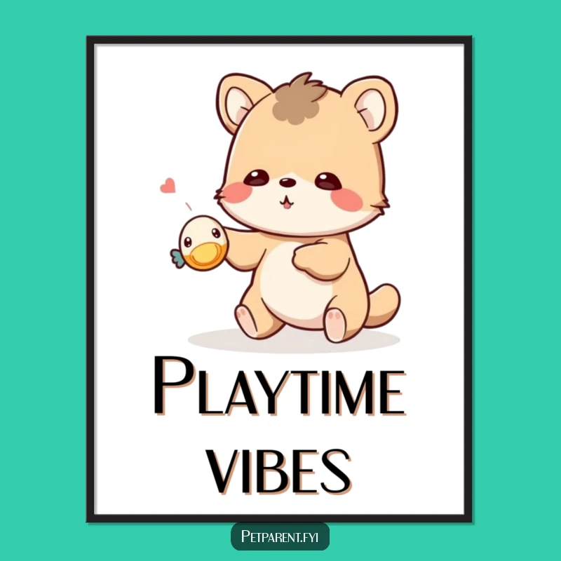 Funny Playful Animal Poster: Squeaky Toy Art for Your Wall