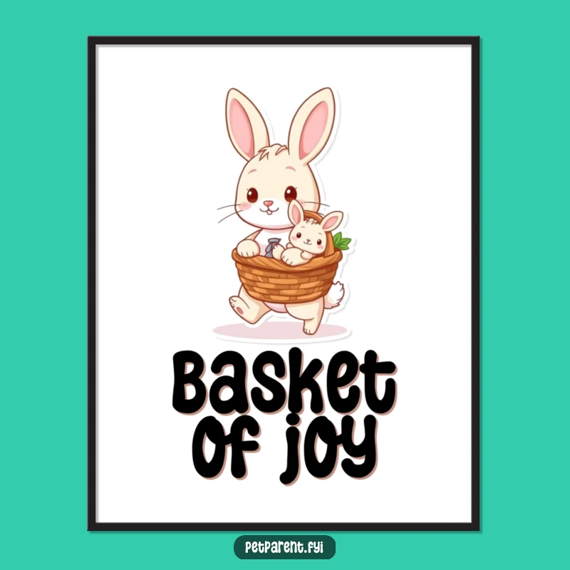 Funny Rabbit Poster: Baby Bunny Art Print, Sweet Funny Gift for Nursery Decor